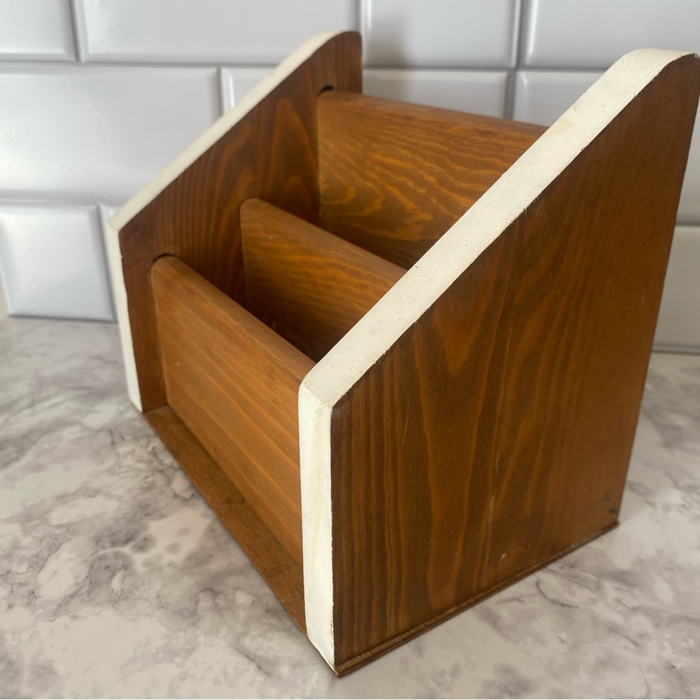 Wooden Organizer with White Accents